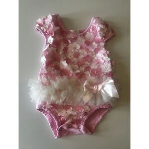 BABY PICTURES OUTFIT Baby‎ Size 6-9 Mos One Piece Outfit Tulle Skirt 3D Floral